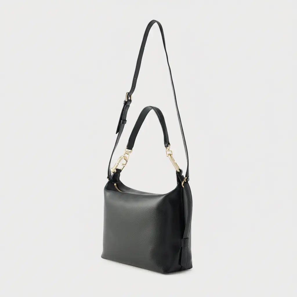 Furla Black Leather Handbag shoulder bag front view