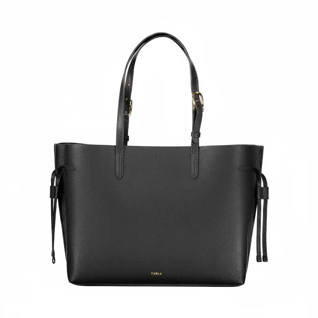 Furla Ava black pebbled leather tote bag, front view