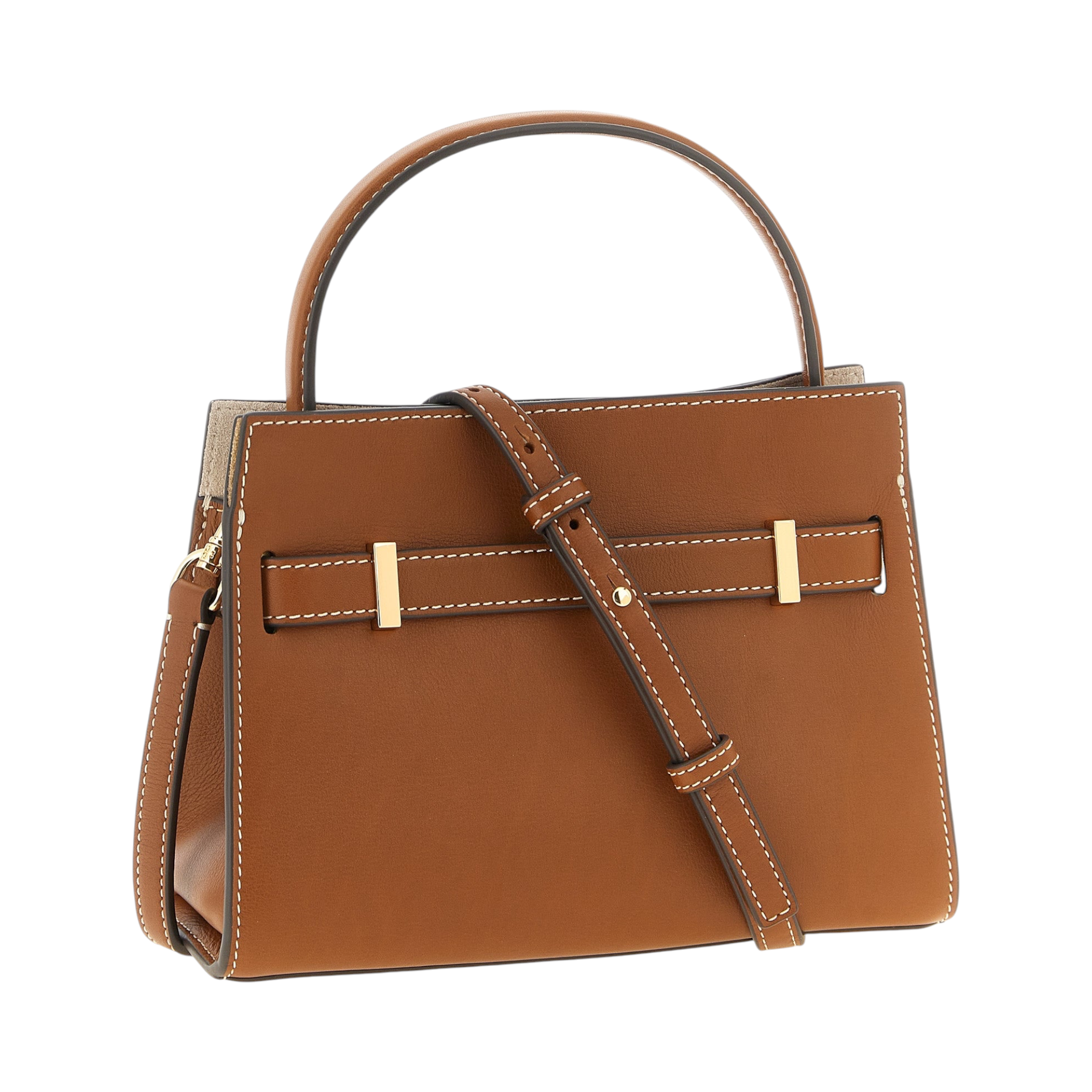 Bolso bandolera Tory Burch Lee Radziwill Petite de piel marrón con detalles dorados y asa rígida de XT & Co