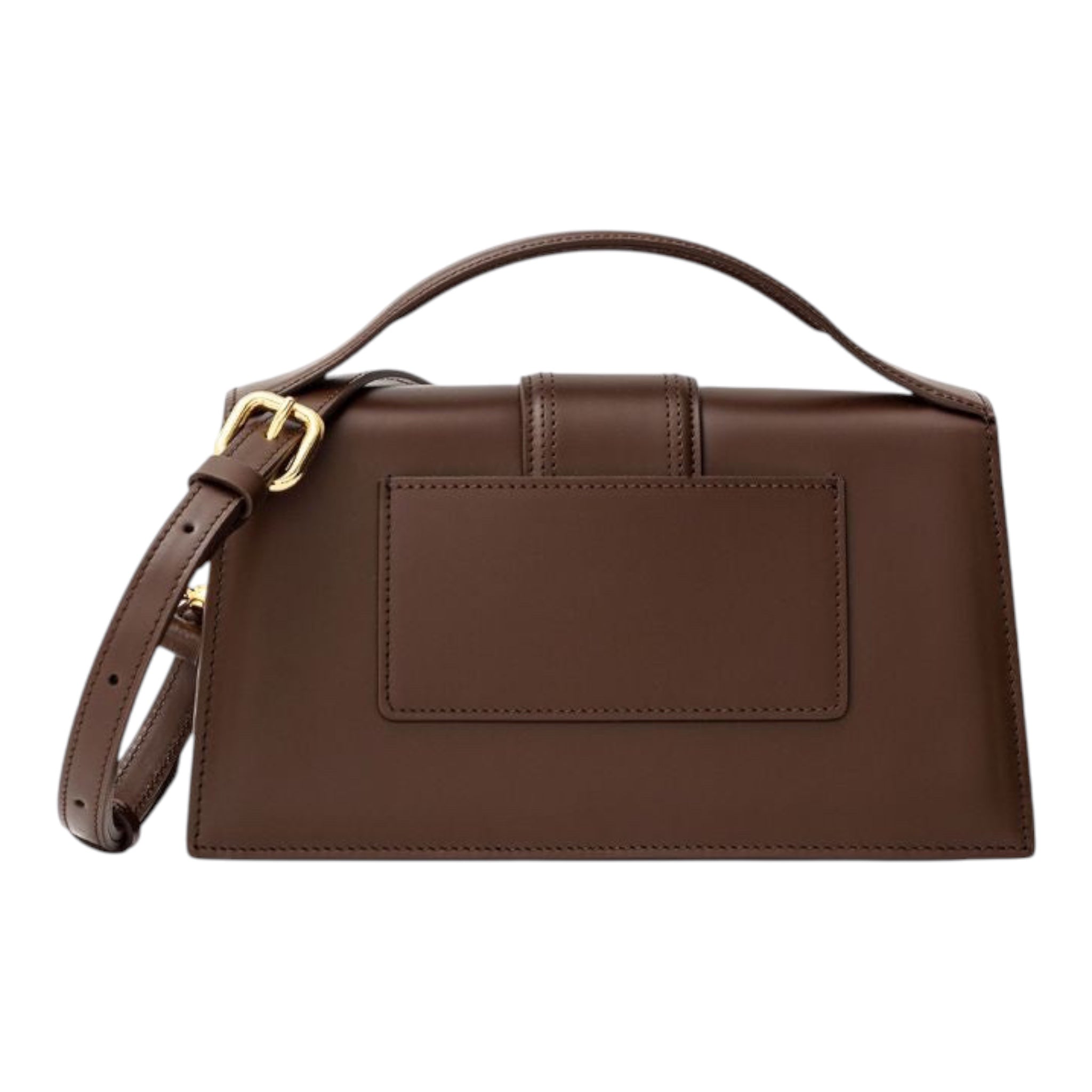 Bolso de hombro XT & Co Jacquemus Le Grand Bambino de cuero marrón con bolsillo trasero y correa ajustable