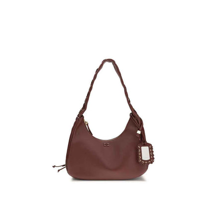 Ganni Bordeaux Recycled Leather Shoulder Bag by Ganni