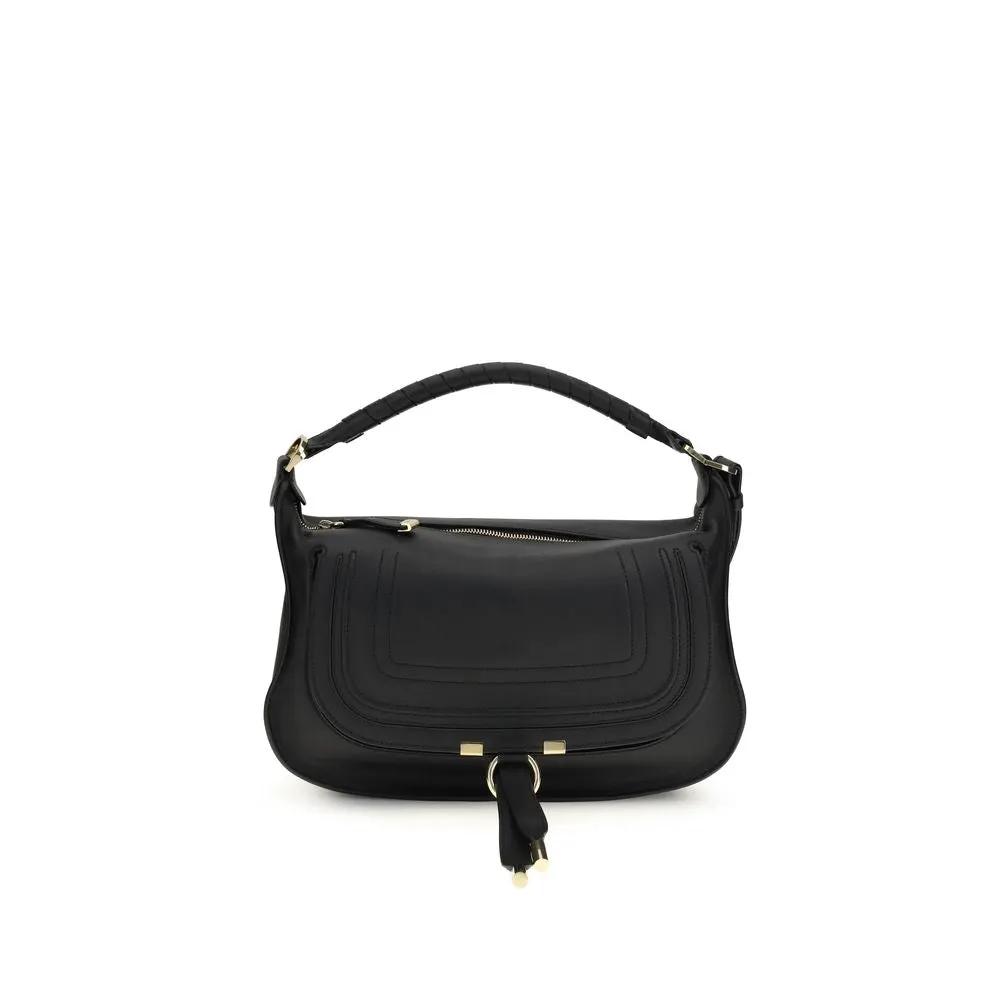 Chloé Marcie Small leather black shoulder bag front view