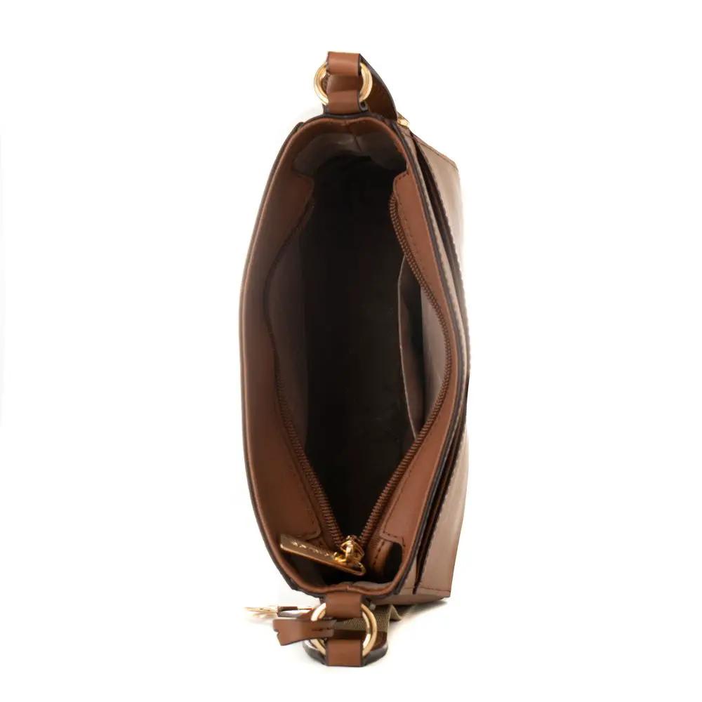 Michael Kors Brown Canvas Crossbody Bag interior view
