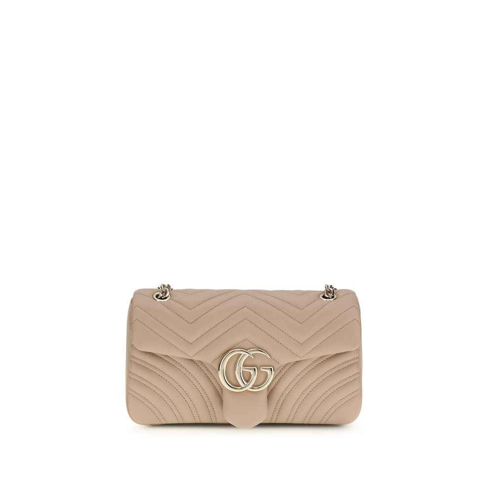 Gucci GG Marmont Medium Shoulder Bag, beige quilted calf leather, front view