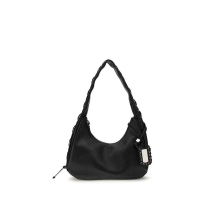 Ganni Black Medium Laces Hobo Bag by Ganni