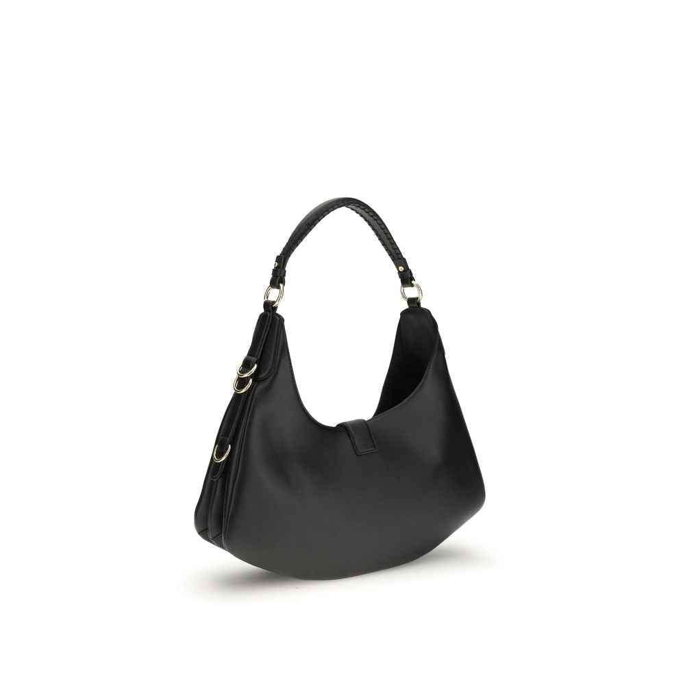 Ganni Black Calf Leather Bos Taurus Shoulder Bag by Ganni