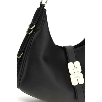 Ganni Black Calf Leather Bos Taurus Shoulder Bag by Ganni