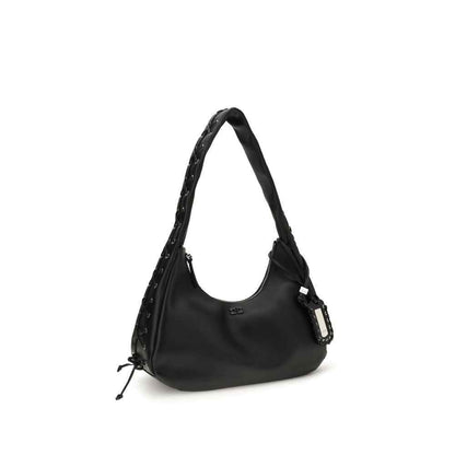 Ganni Black Medium Laces Hobo Bag by Ganni