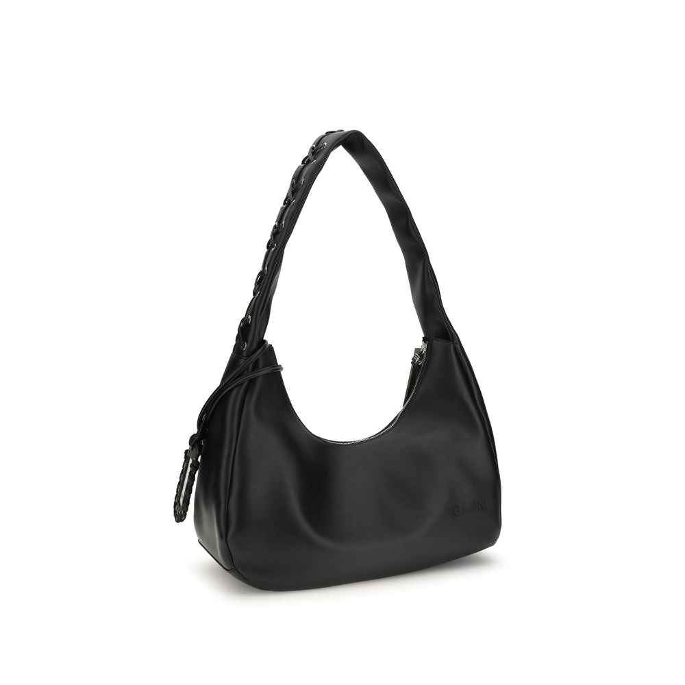 Ganni Black Medium Laces Hobo Bag by Ganni