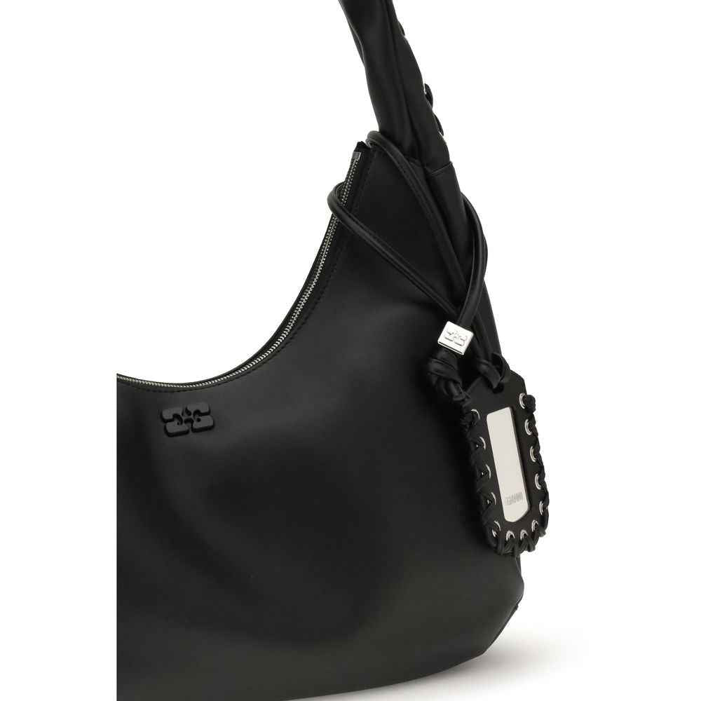 Ganni Black Medium Laces Hobo Bag by Ganni