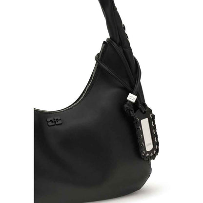 Ganni Black Medium Laces Hobo Bag by Ganni