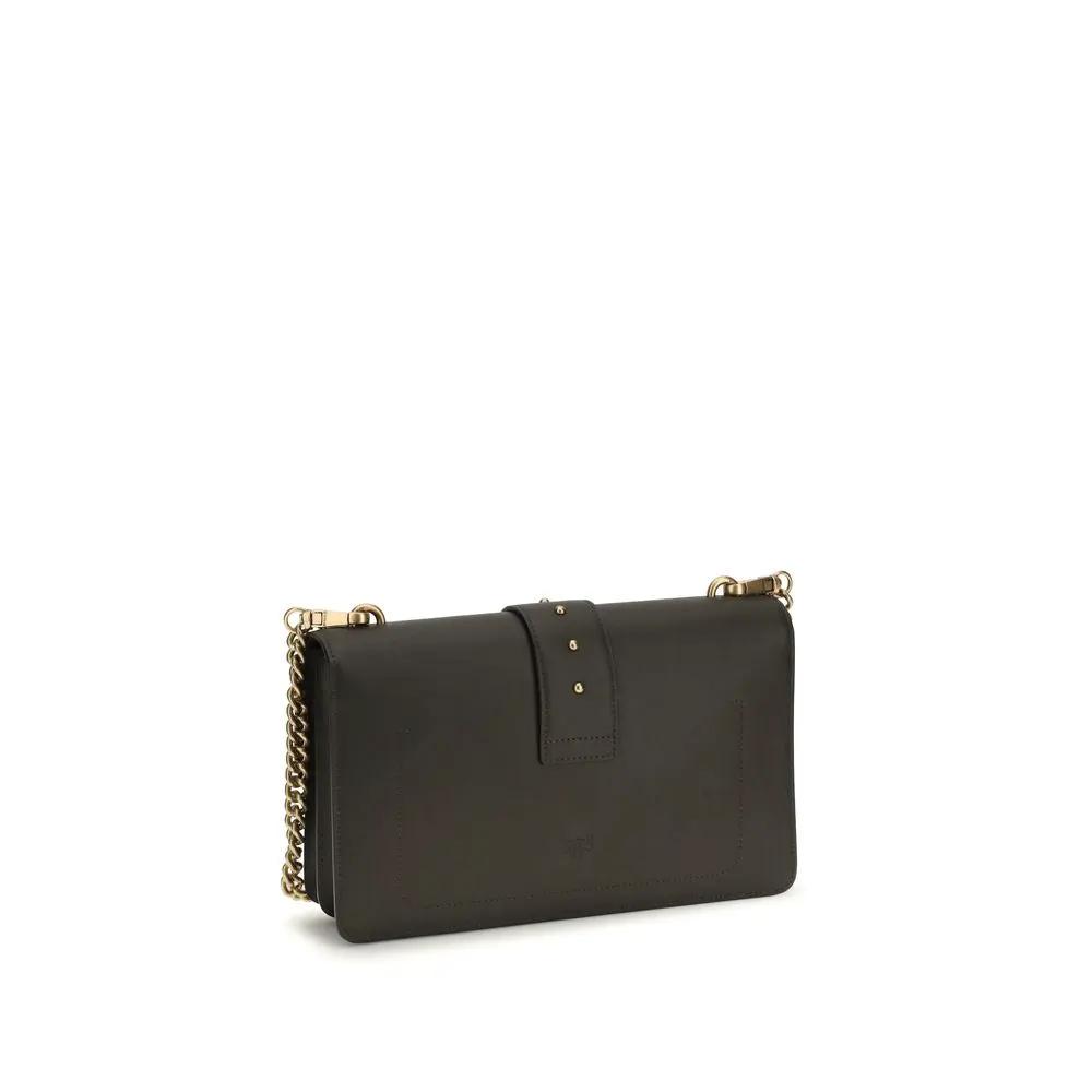 PINKO Bos Taurus shoulder bag, olive gray calf leather, front view