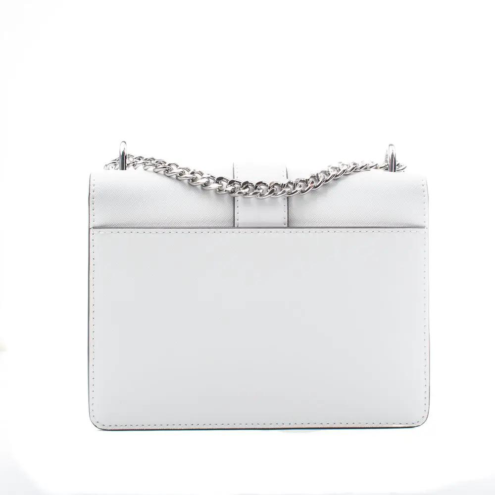 Michael Kors white leather shoulder bag, chain strap, front view