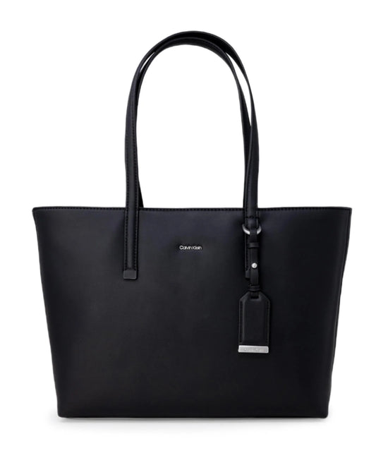 Calvin Klein Black Leather Tote Bag by Calvin Klein