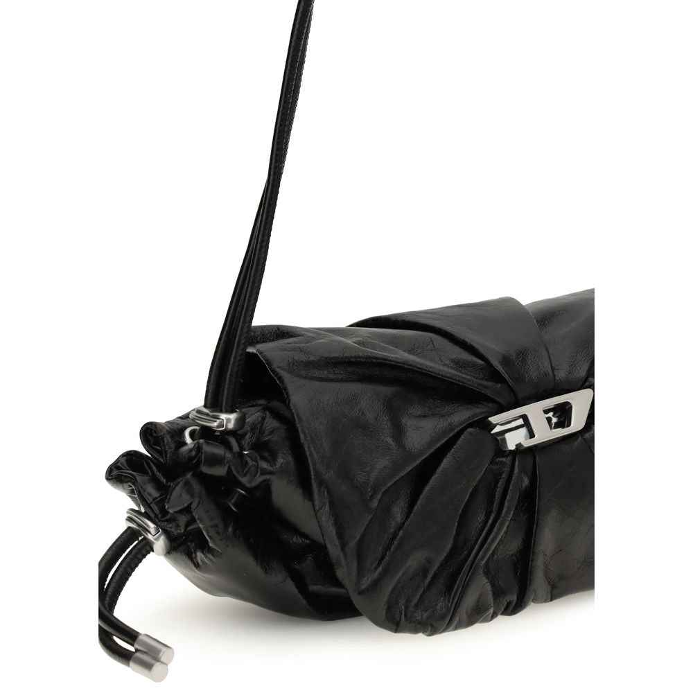 Diesel Scrunch-D Shoulder Bag black crinkled leather side view