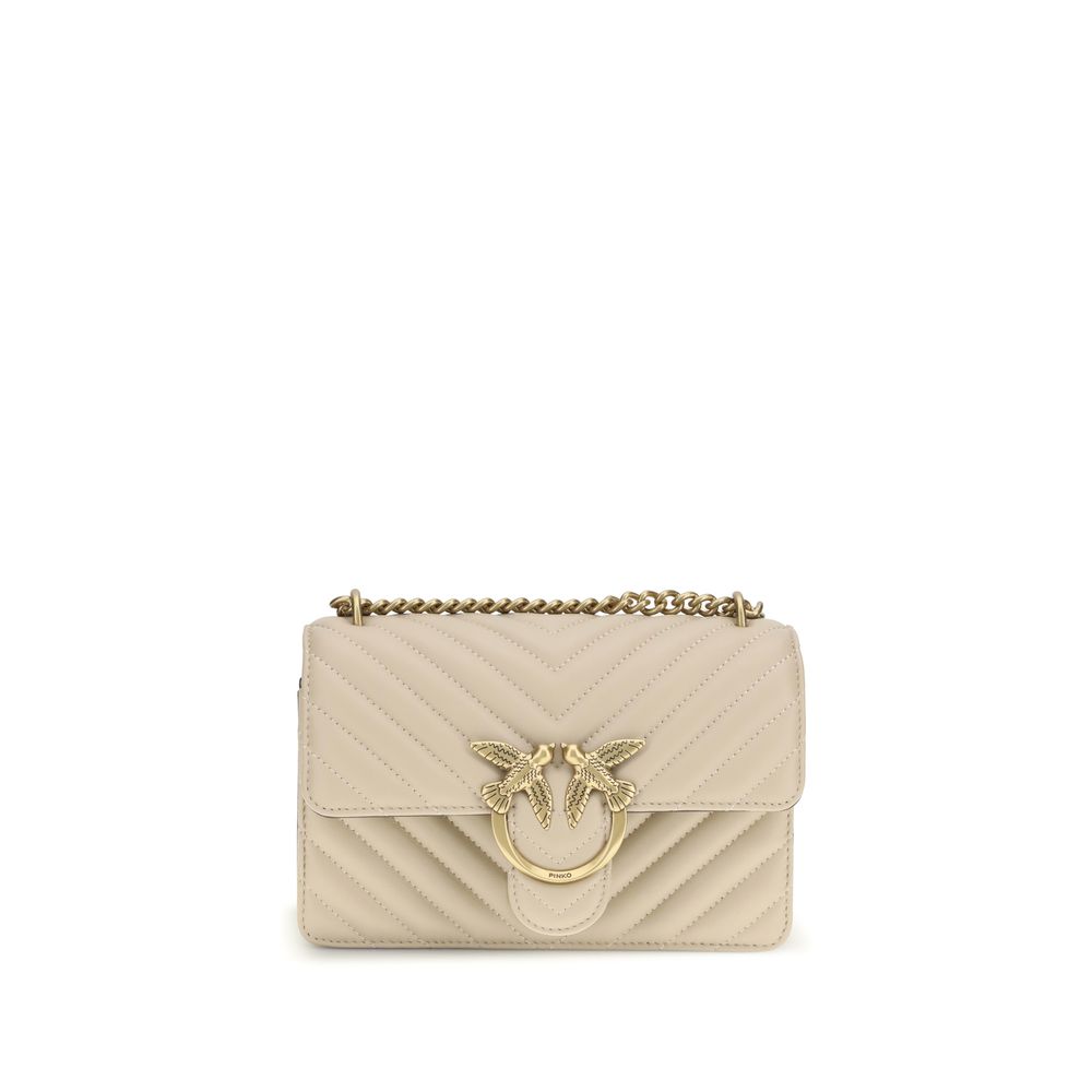 PINKO Beige Mini Love leather Shoulder Bag