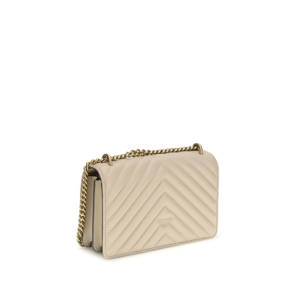 PINKO Beige Mini Love leather Shoulder Bag