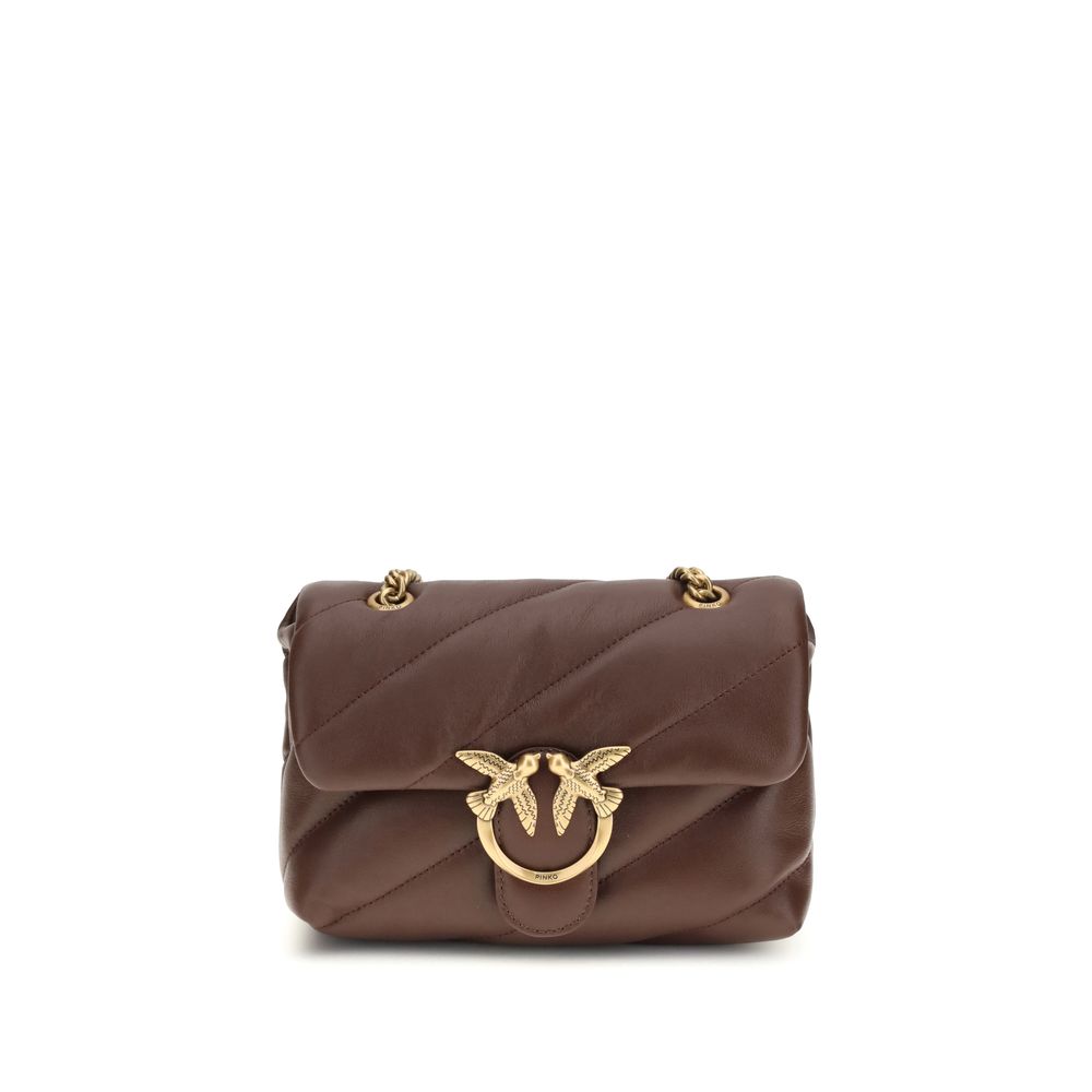 PINKO Brown Love Mini Puff  Shoulder Bag