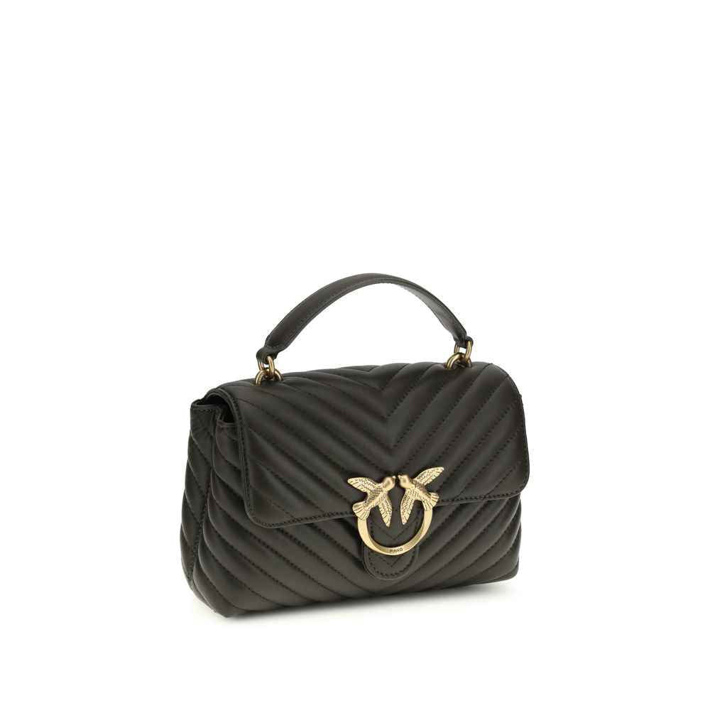 PINKO Love Lady Mini shoulder bag, black quilted calf leather, gold-tone bird logo hardware, front view
