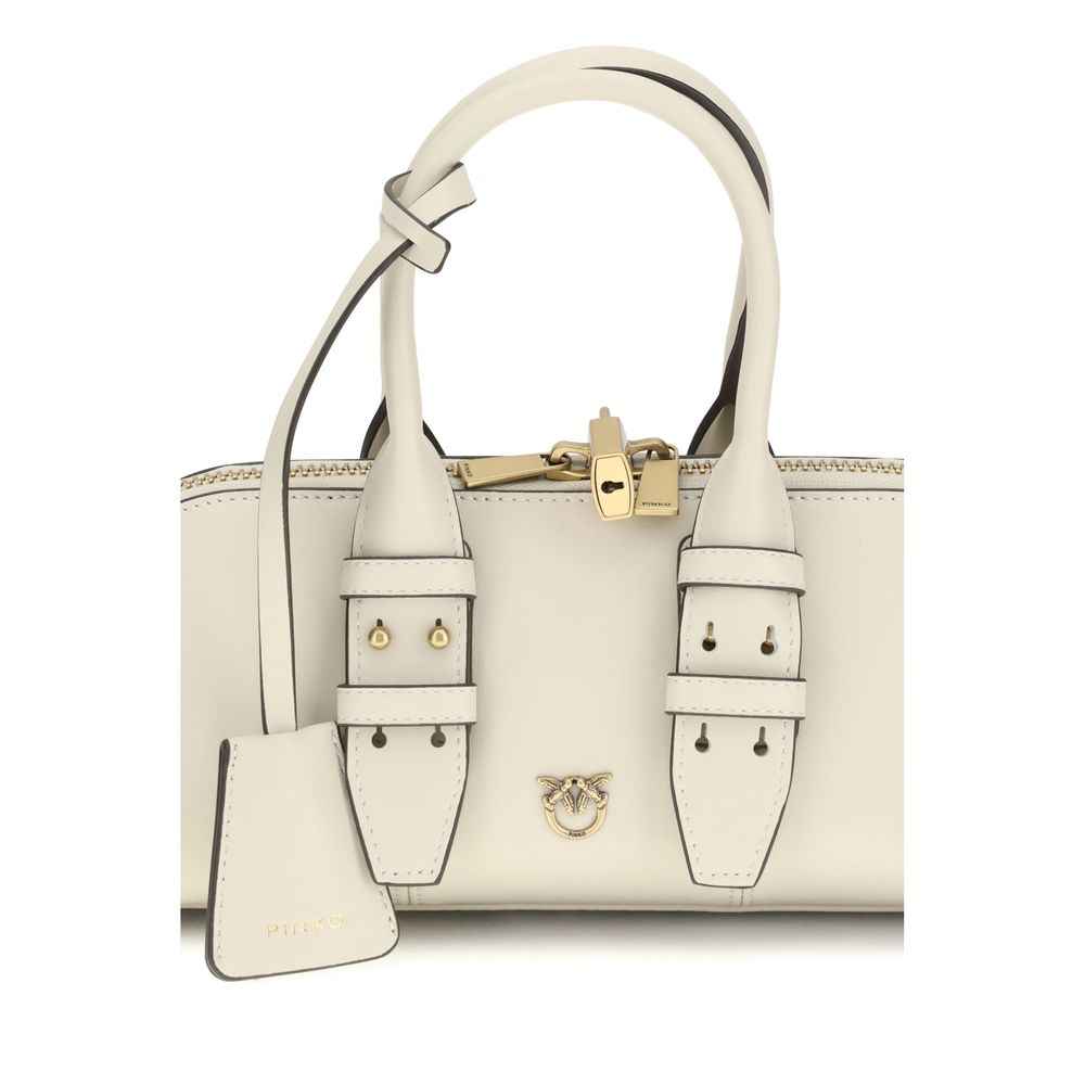 PINKO White Calf Leather Bos Taurus Shoulder Bag