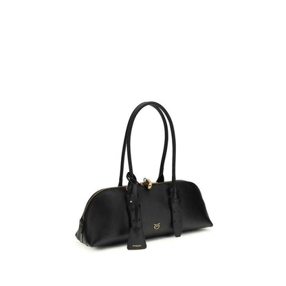 PINKO Black Calf Leather Bos Taurus Shoulder Bag