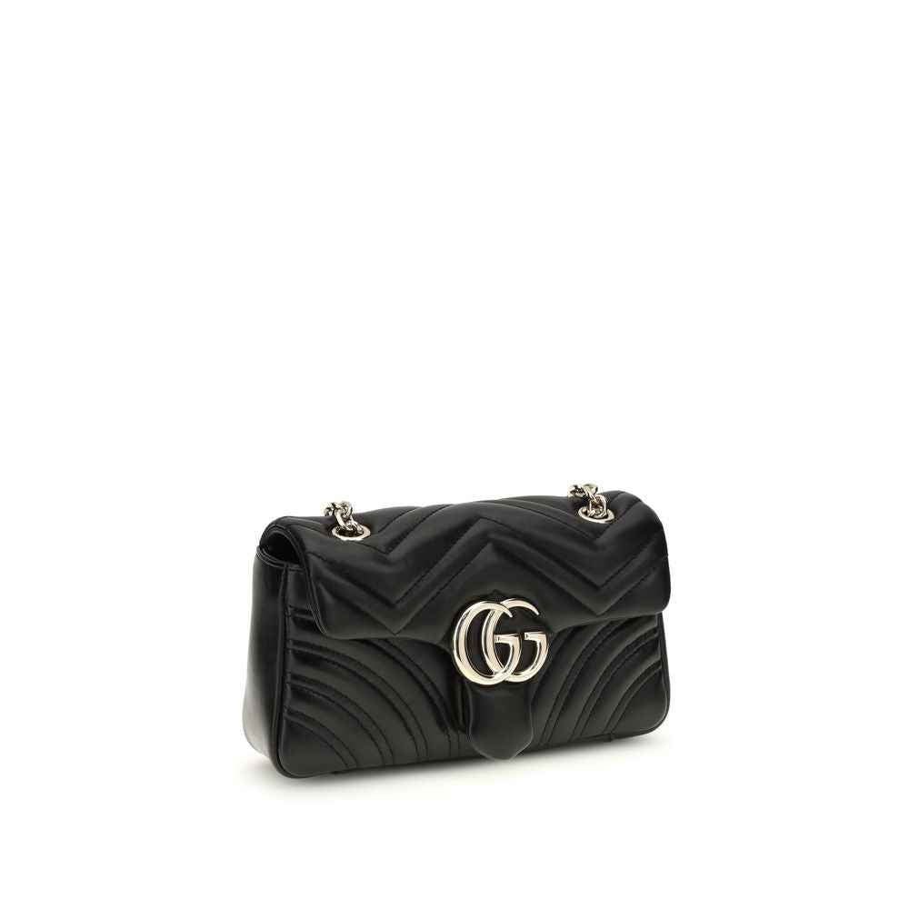 Gucci GG Marmont small shoulder bag black quilted leather front view