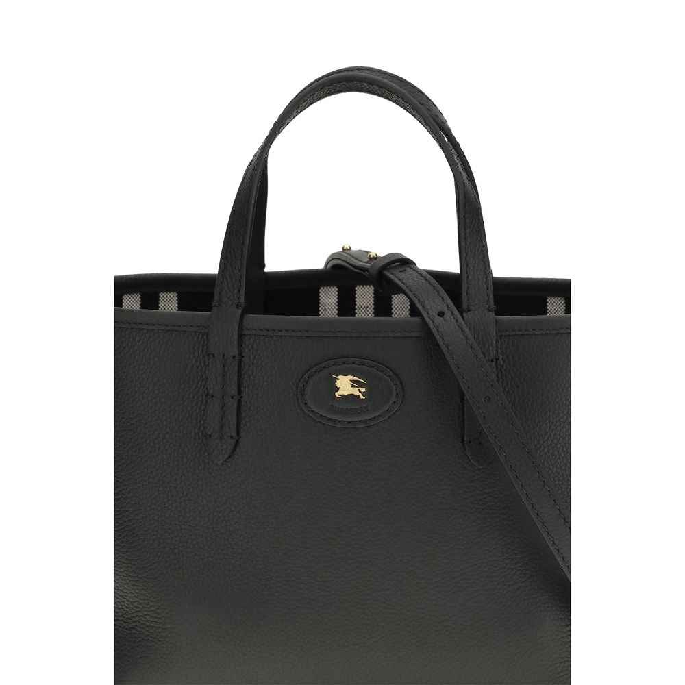 Burberry Bloomsbury Tote black pebbled leather front view