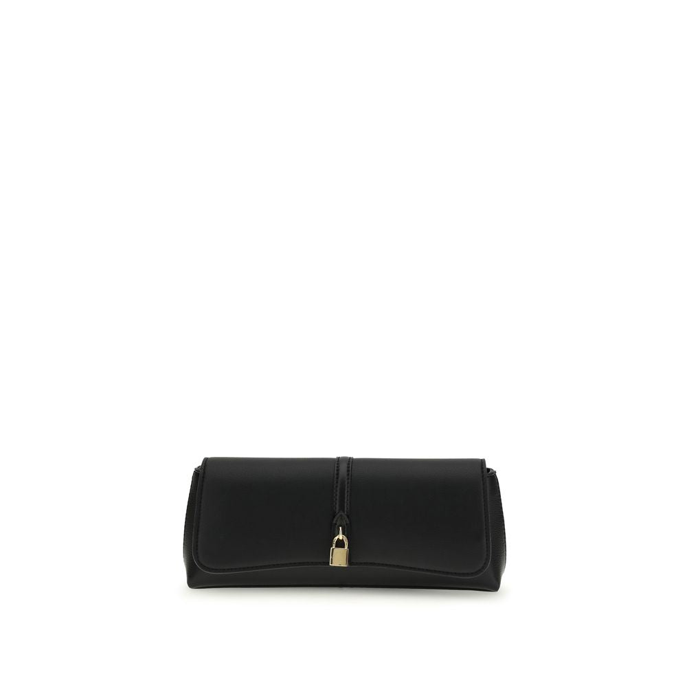 Stella McCartney Ryder Shoulder Bag black leather front view