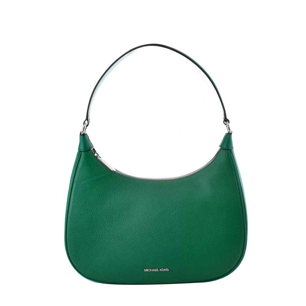 Michael Kors Bicolor Leather Handbag green crescent shoulder bag front view