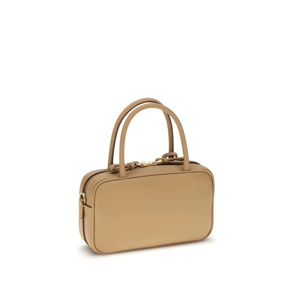 Prada Bos Taurus beige calf leather top-handle handbag front view