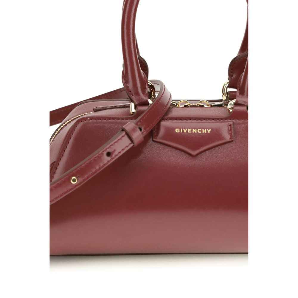 Givenchy Bordeaux Mini Antigona East-West shoulder bag, burgundy calf leather, logo detail