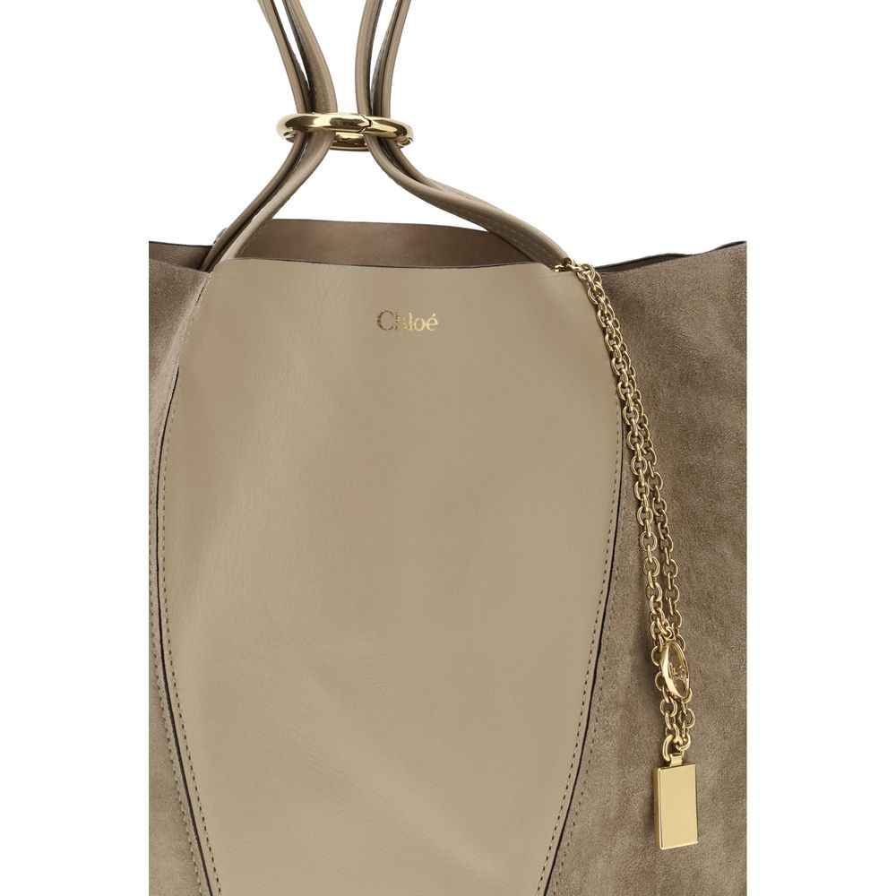 Chloé Bos Taurus beige calf leather shoulder bag with suede sides, front view