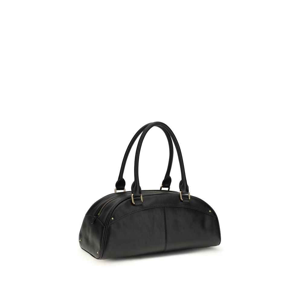 Chloé Bowling Handbag, black calf leather, dual top handles, three-quarter view