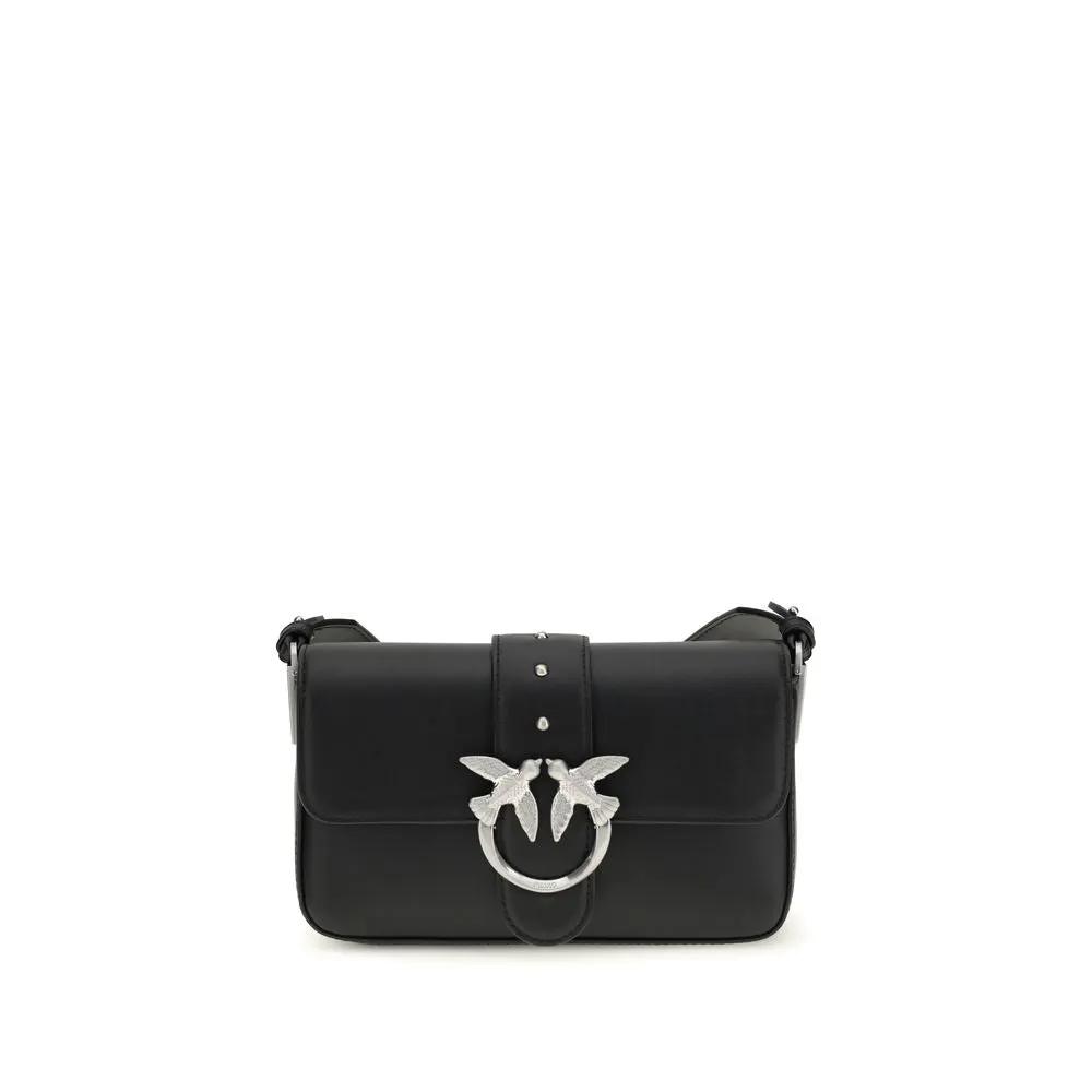 PINKO Bos Taurus shoulder bag black calf leather front view
