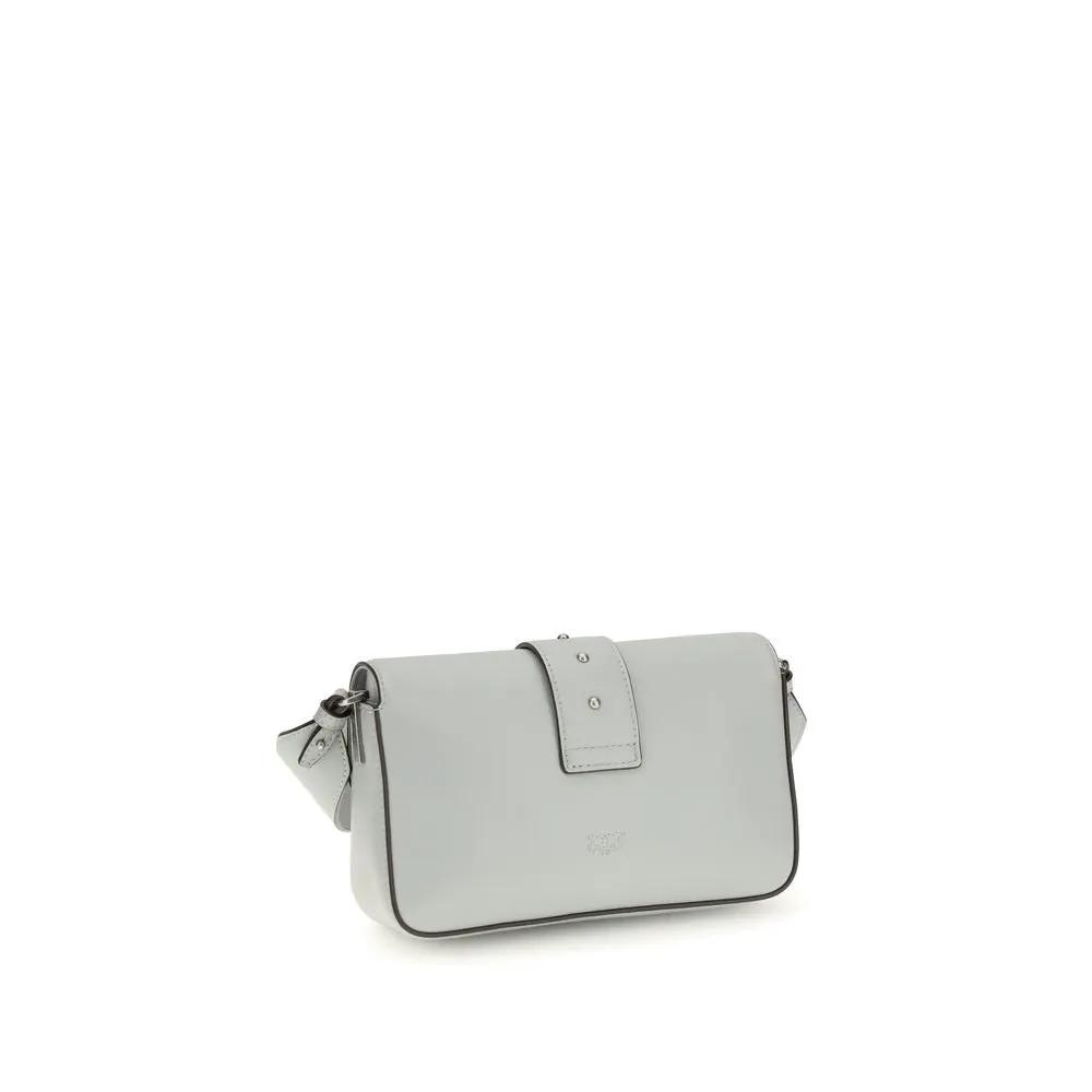 PINKO Bos Taurus Shoulder Bag gray calf leather, front view