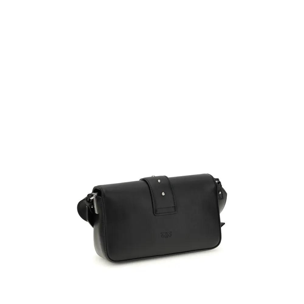 PINKO Bos Taurus shoulder bag in black calf leather, front view