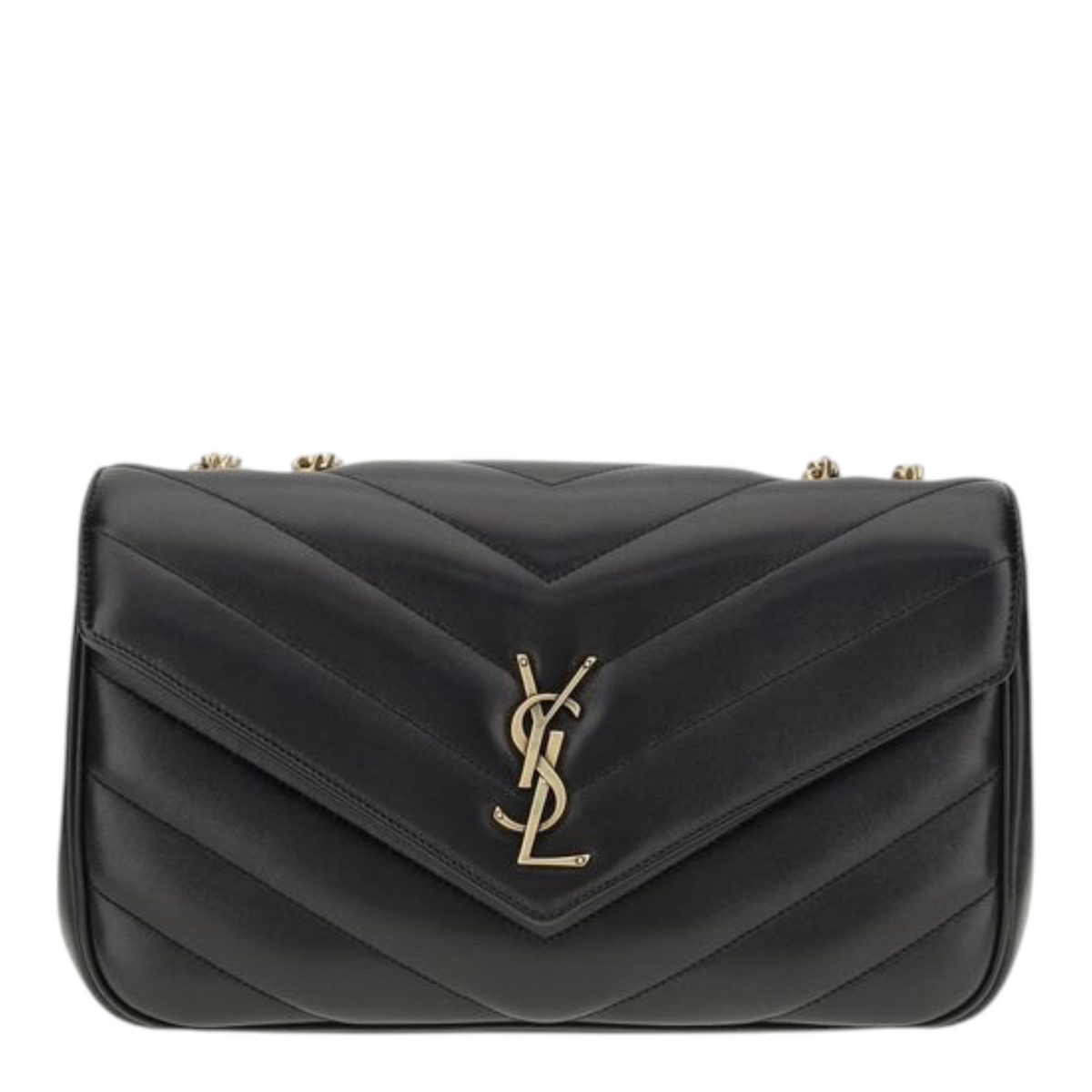 Saint Laurent Loulou Shoulder Bag Black Geometric Leather