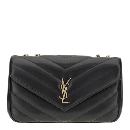 Saint Laurent Loulou Shoulder Bag Black Geometric Leather