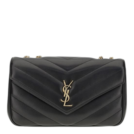Saint Laurent Loulou Shoulder Bag Black Geometric Leather