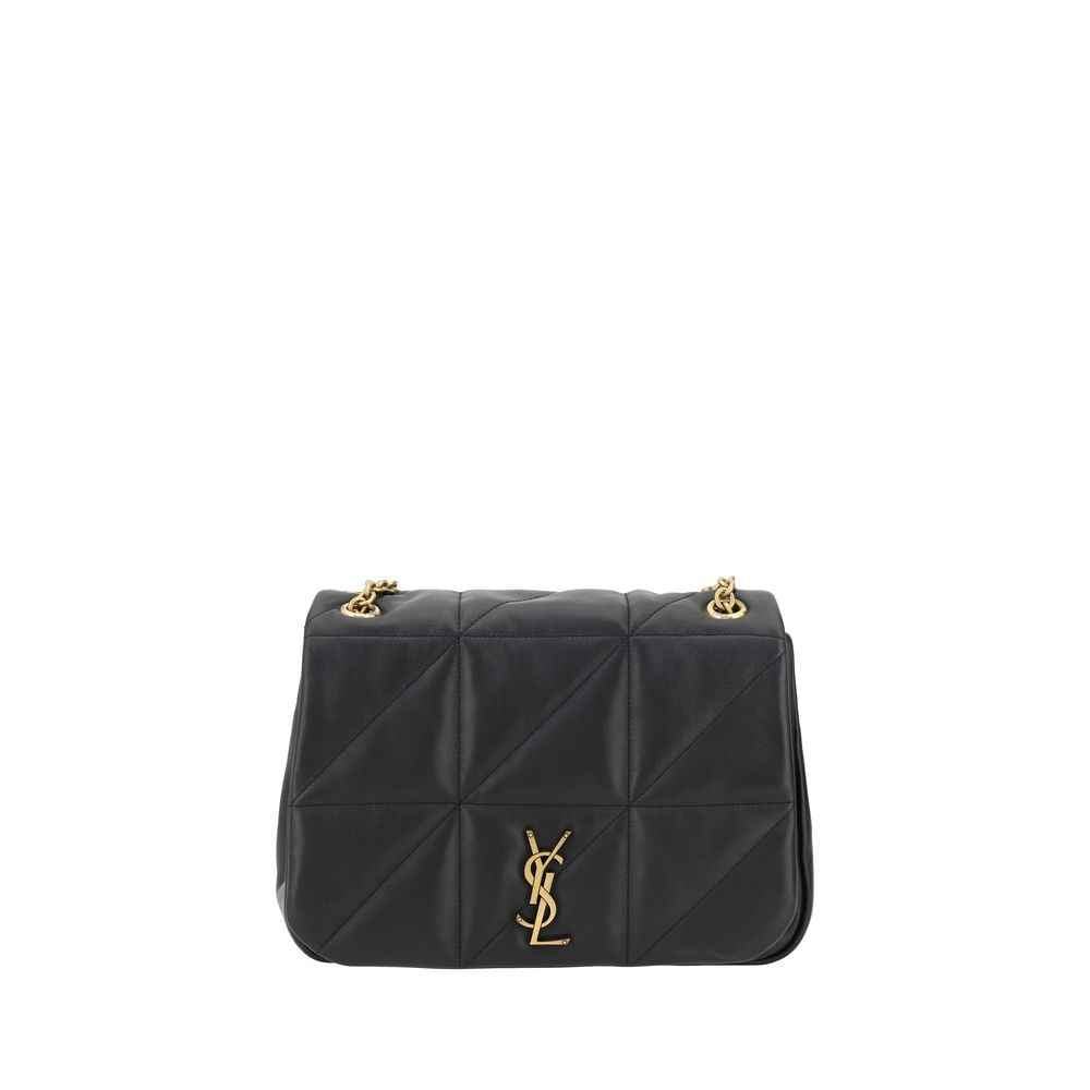 Saint Laurent Jamie Medium shoulder bag, black quilted leather with gold-tone YSL logo, front view