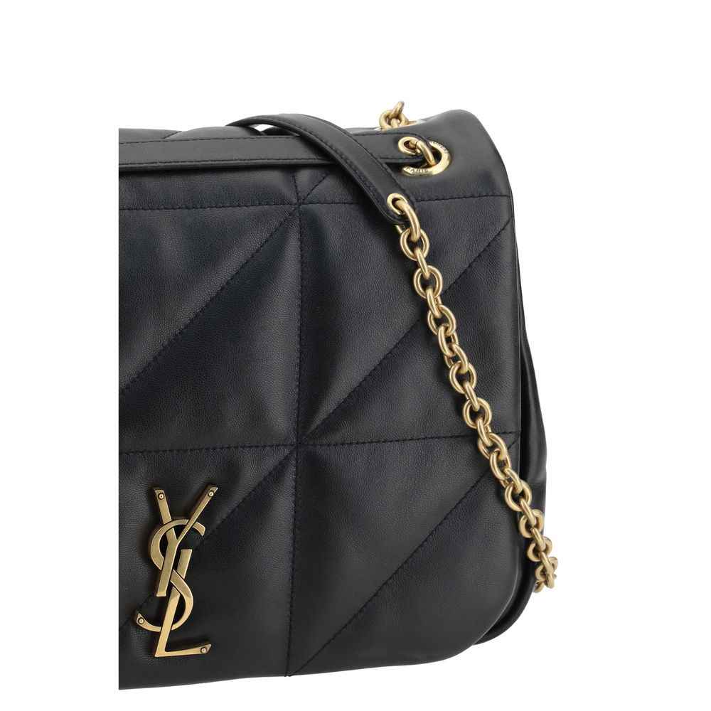 Saint Laurent Jamie Medium Shoulder Bag, black calf leather, front view