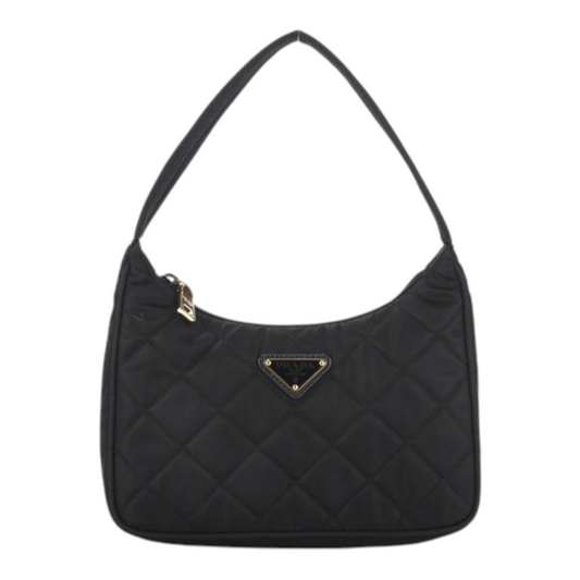Bolso mini acolchado negro de Prada para XT & Co con diseño de hombro y detalle de logo triangular