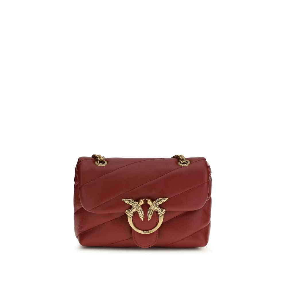 PINKO Love Baby Shoulder Bag, leather, Bordeaux red, front view