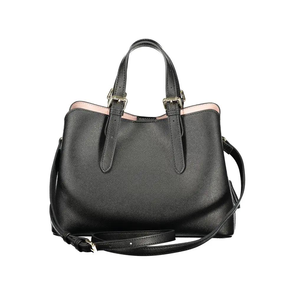 Twinset Nero polyurethane black handbag; structured shoulder bag with top handles, front view