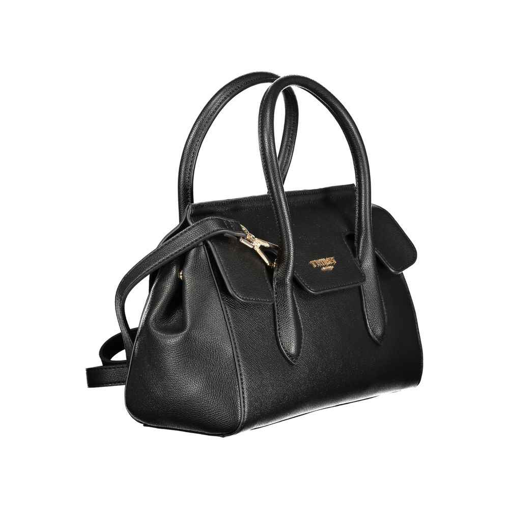 Twinset Nero Poliuretano black polyurethane top-handle handbag, front view