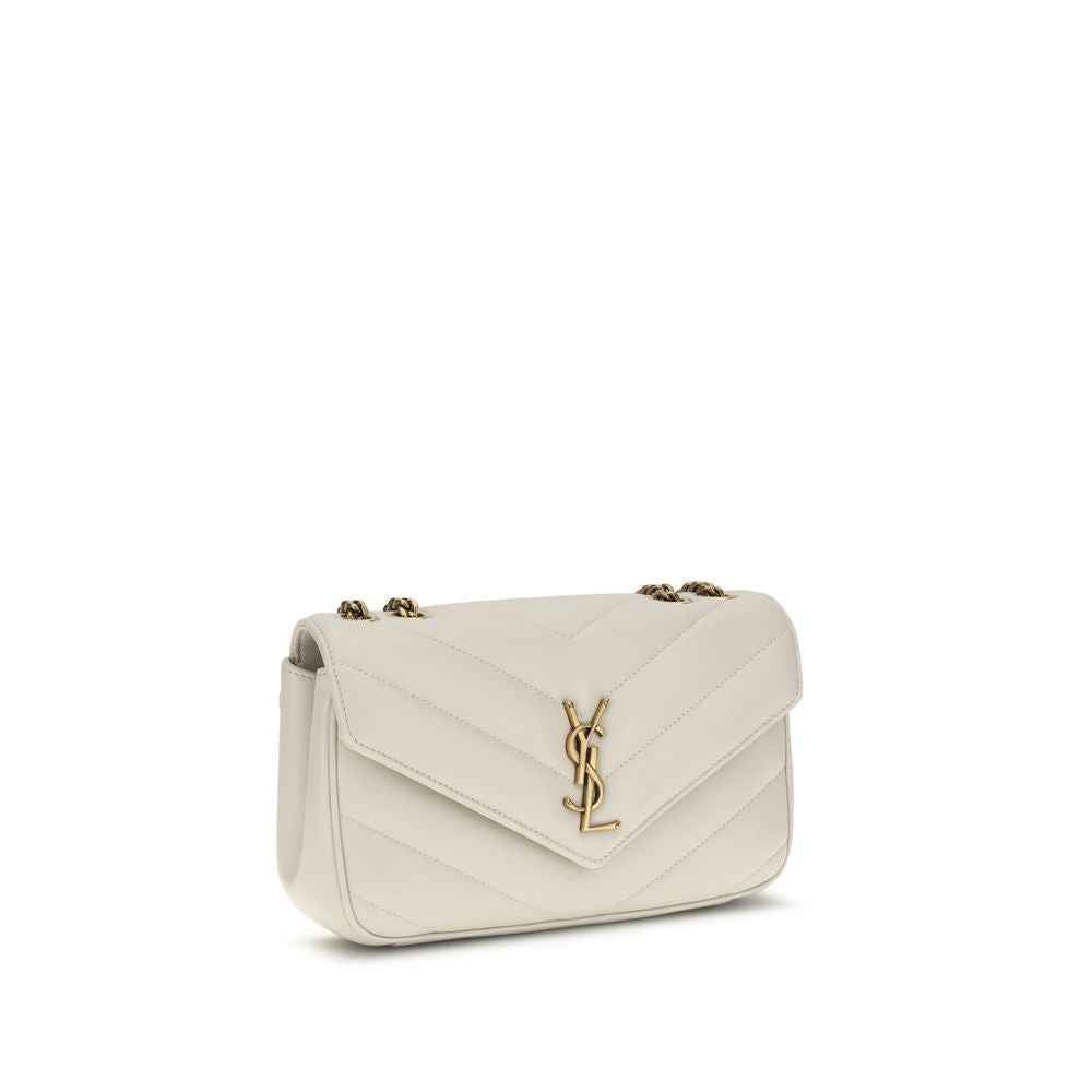Saint Laurent LouLou Small Shoulder Bag in cream lambskin, front view