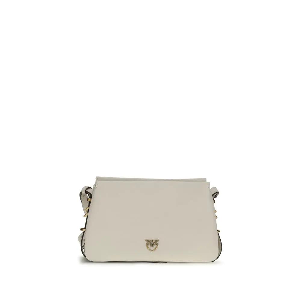 PINKO Bos Taurus white calf leather shoulder bag front view