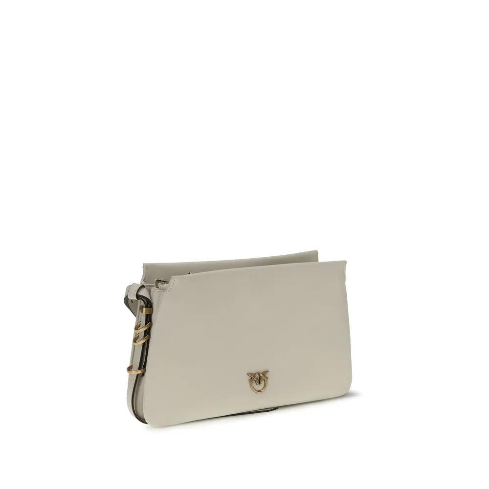 PINKO Bos Taurus white calf leather shoulder bag front view