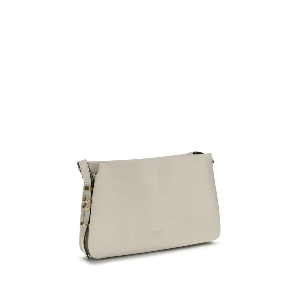 PINKO Bos Taurus calf leather white shoulder bag, front view