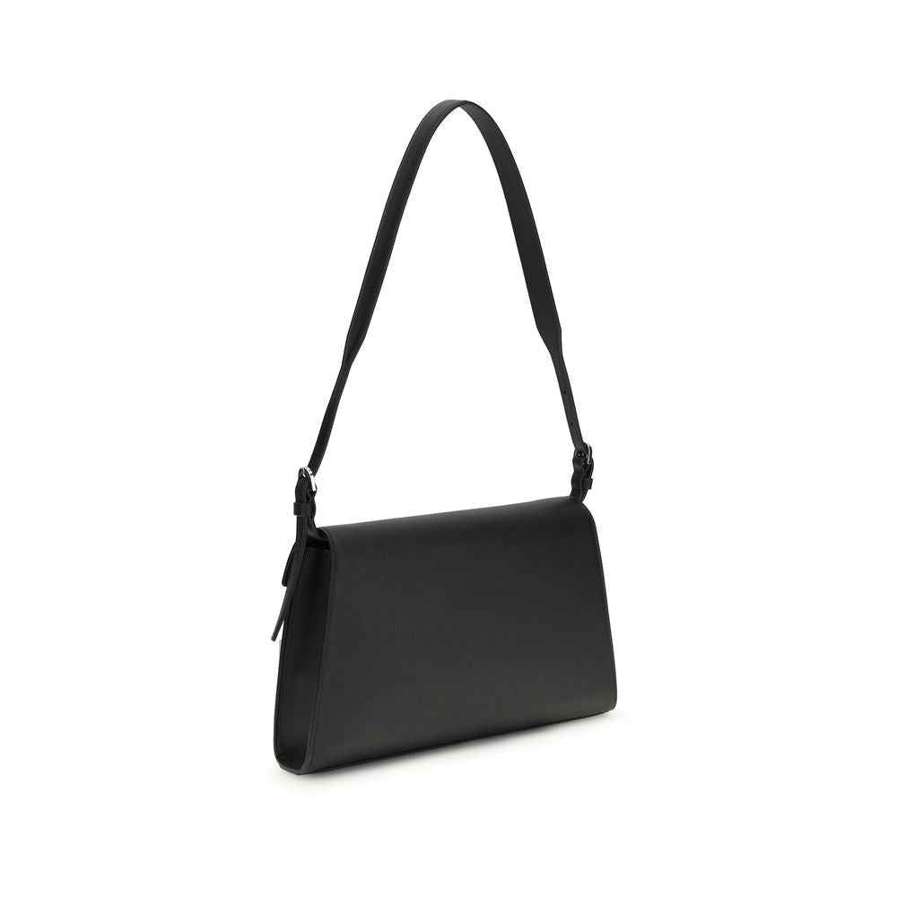 Savette Black Calf Leather Bos Taurus Shoulder Bag